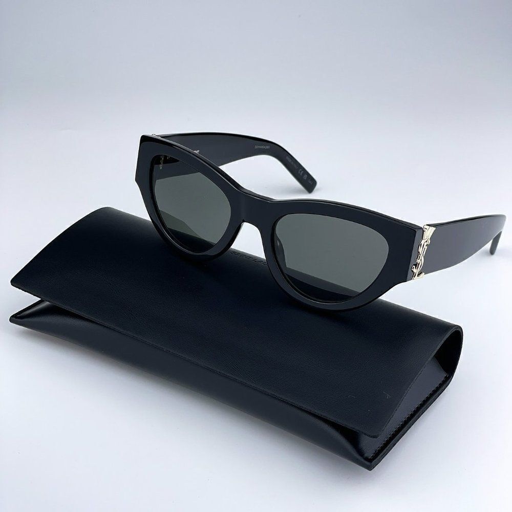 NEW Saint Laurent SLM94 001 Black Grey Cat Eye Women Sunglasses - Picture 1 of 17